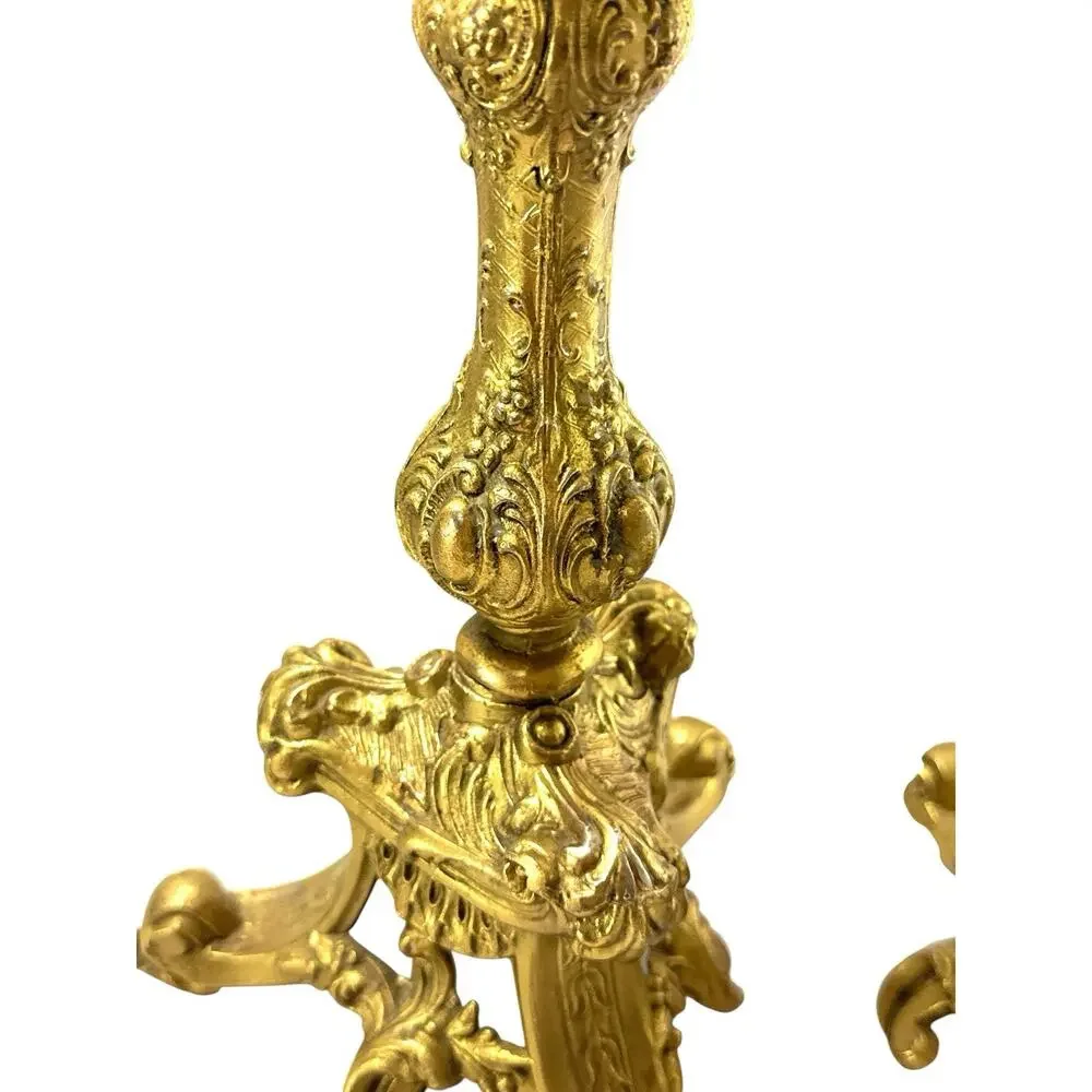 Vintage BWM Co Gold Tone Rococo Candlestick Holders Pair 10.25” Baroque 1002